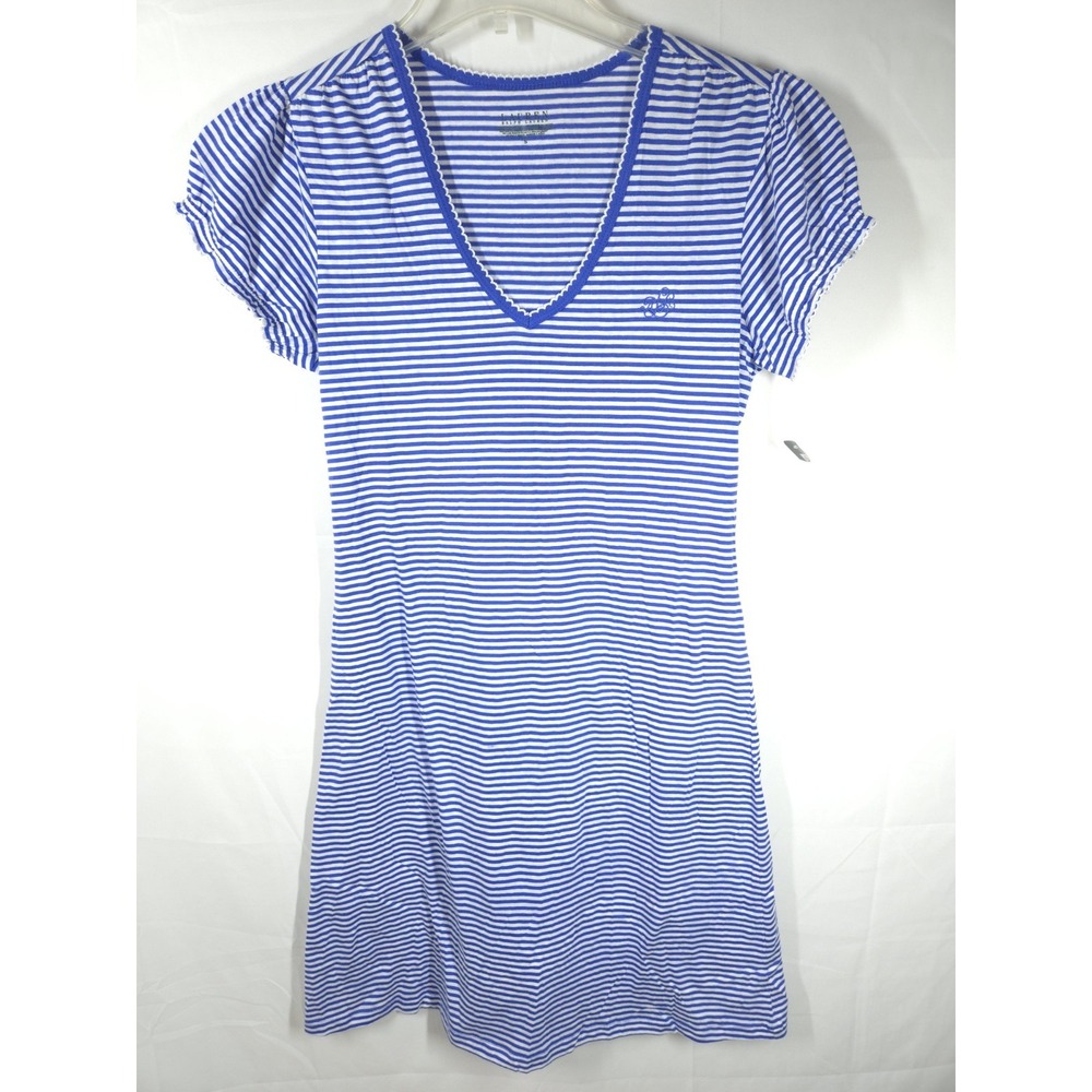 Lauren Ralph Lauren Womens Nightshirt Pajama Dress Blue White Stripes Size S